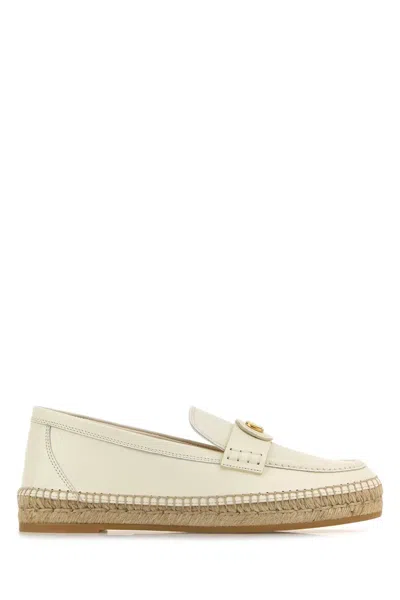 Valentino Garavani White Leather V Logo Signature Espadrilles