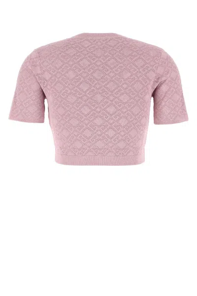 Givenchy Light Pink Logo-knit Crop Top In Pink