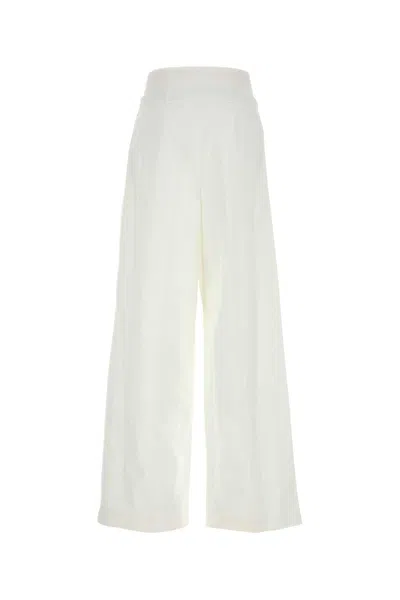 Givenchy White Pleated Cotton Trousers In White