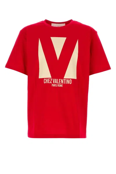 Valentino Garavani Red Cotton T Shirt In Red
