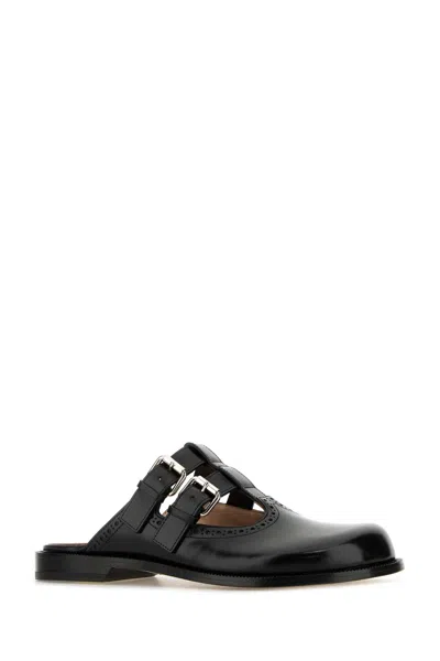 Loewe Black Leather Campo Mary Jane Slippers