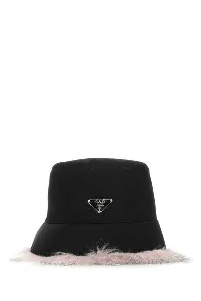 Prada Black Re Nylon Hat In Black
