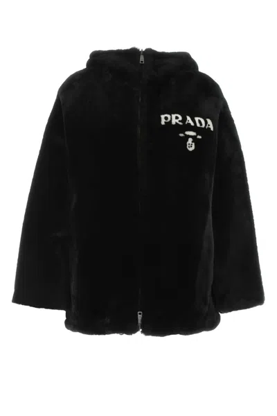 Prada Black Reversible Fur Coat In Black