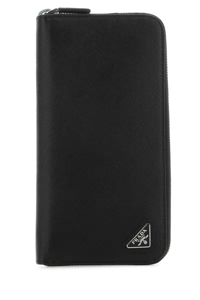 Prada Black Leather Wallet In Black