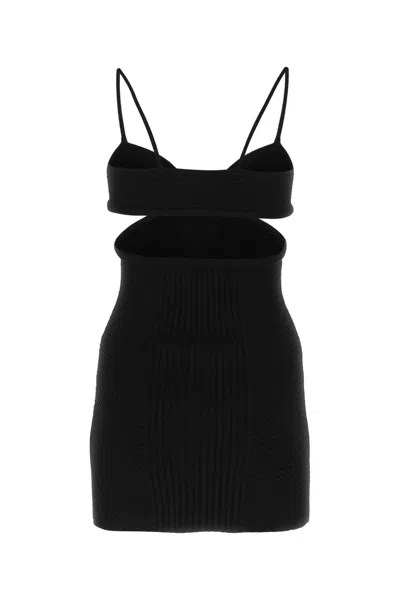 Off-white Off White Black Viscose Blend Mini Dress In Black