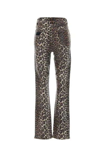 Ganni Organic Cotton Cropped Jeans In Animal Print