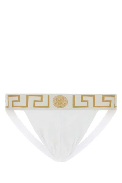 Versace White Stretch Cotton Brief
