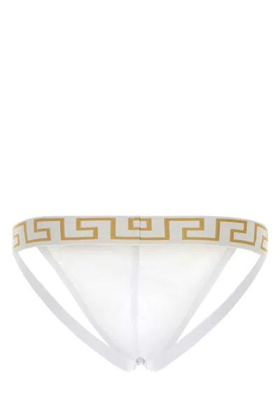 Versace White Stretch Cotton Brief