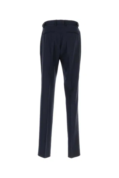 Versace Dark Blue Wool Pant In Blue