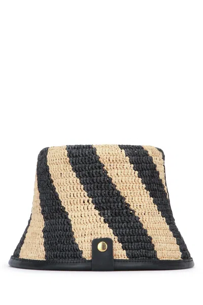 Jacquemus Le Bob Soli Striped Raffia Bucket Hat In Multi