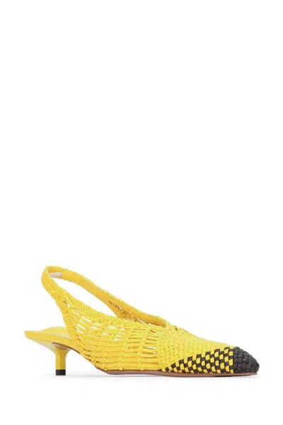 Jacquemus Woven Slingback Shoes With Pointed Toe In Yellow