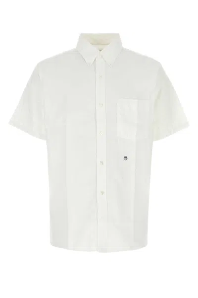 Nanamica Button Down Wind Short Sleeve Shirt In White