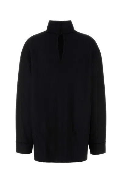Jil Sander Black Wool Blend Blouse