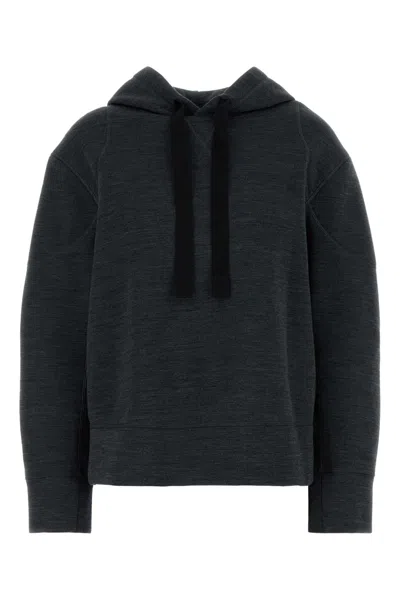 Jil Sander Melange Dark Grey Wool Blend Sweatshirt In Black