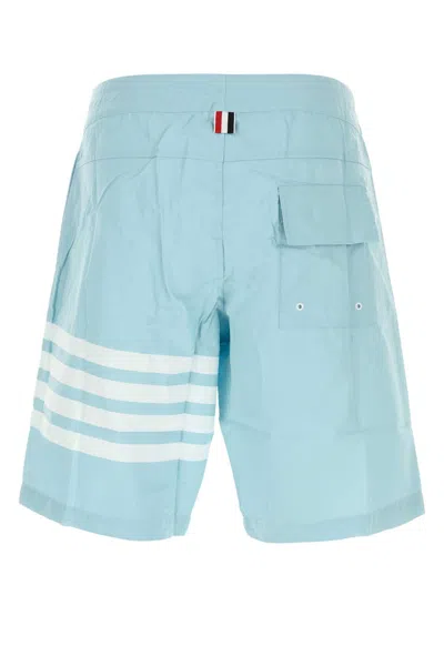 Thom Browne Light Blue Nylon Blend Swimming Shorts In Blue