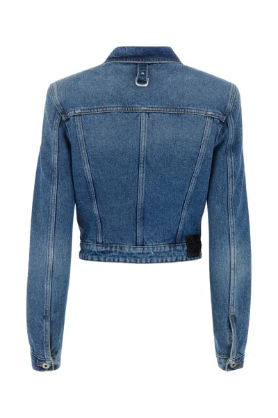 Off-white Cropped Denim Jacket In Blue