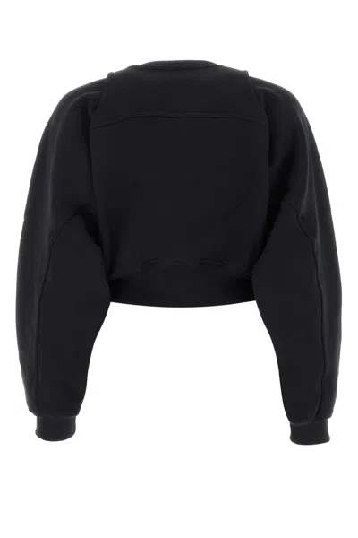 Off-white Logo Embroidered Cropped Sweatshirt In Black