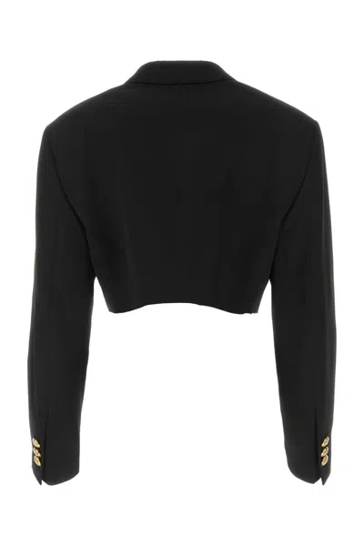 Palm Angels Black Polyester Blend Boyfriend Blazer In Black
