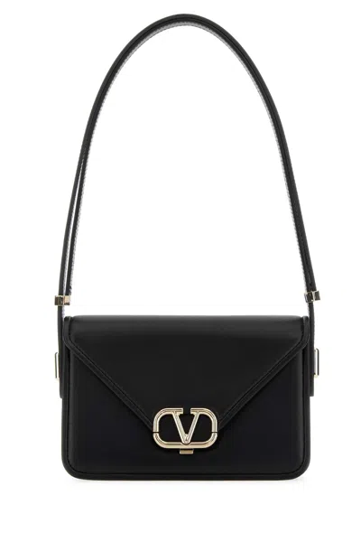 Valentino Garavani Black Leather V Logo Crossbody Bag