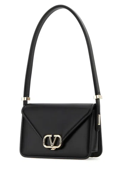 Valentino Garavani Black Leather V Logo Crossbody Bag