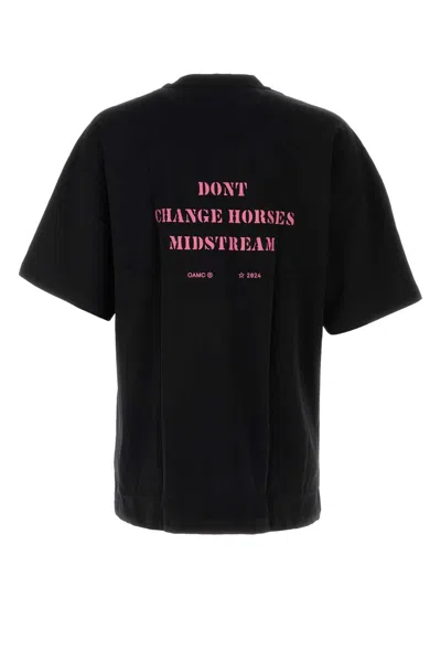 Oamc Logo-print Cotton T-shirt In Black