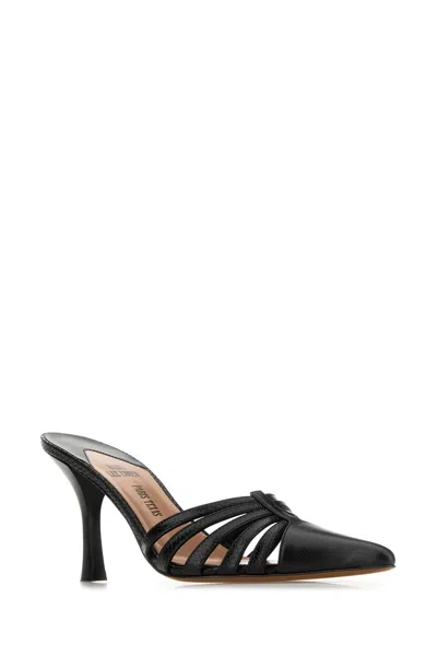 Paris Texas Black Leather Mule Nadia In Blue