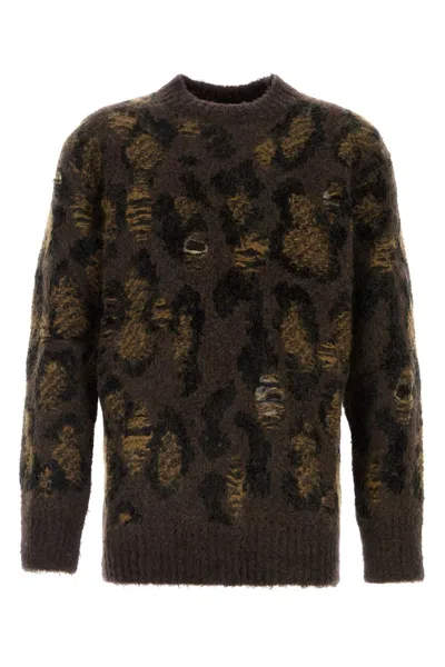 Junya Watanabe Brown Embroidered Wool Blend Sweater In Brown