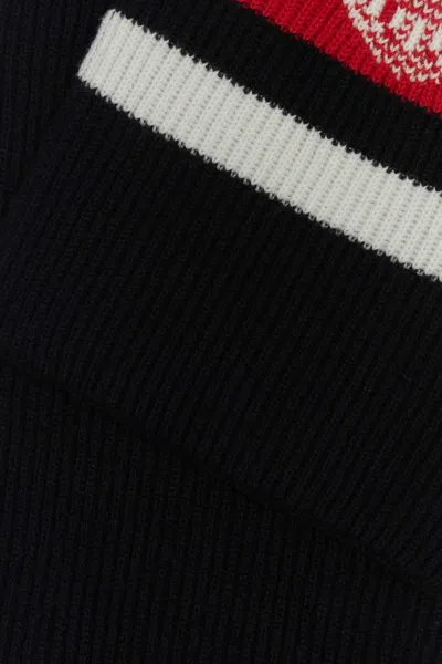 Prada Logo Jacquard Cashmere Scarf In Black