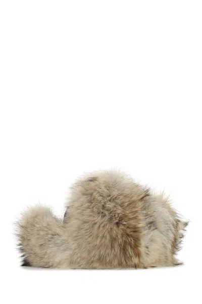 Prada Nylon And Fur Hat In Brown