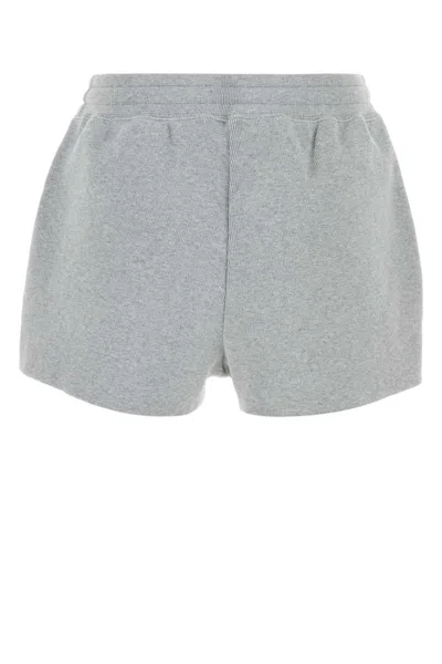 Miu Miu Cotton Shorts With Drawstring And Elastic Waistband In Gray
