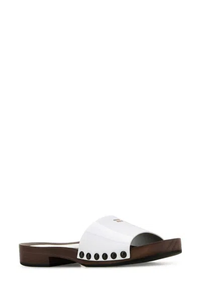 Miu Miu White Leather Clogs