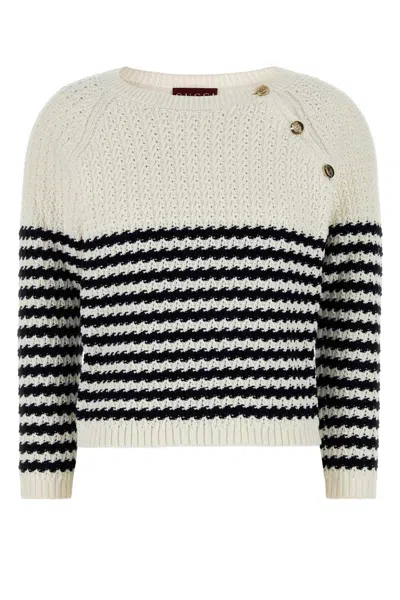 Gucci Embroidered Stripes Cotton Sweater In White