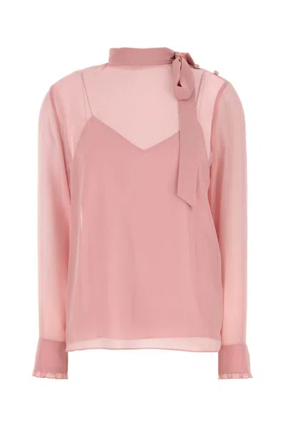 Gucci Crepe Blouse With Bow Detail And Layered Design