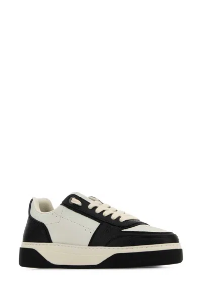 Represent Two Tone Leather And Suede Initial Sneakers In Black