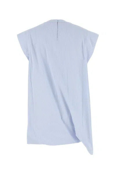 Sacai Striped Embroidery Crew-neck Top With Chest Pocket