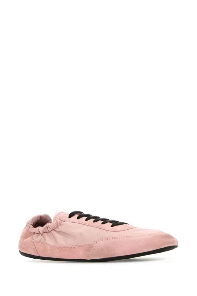 Prada Pink Re Nylon And Suede Collapse Sneakers
