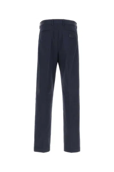 Fendi Men Navy Blue Stretch Cotton Pant In Blue