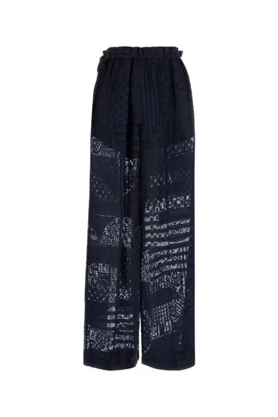 Fendi Navy Blue Viscose Blend Pant In Blue