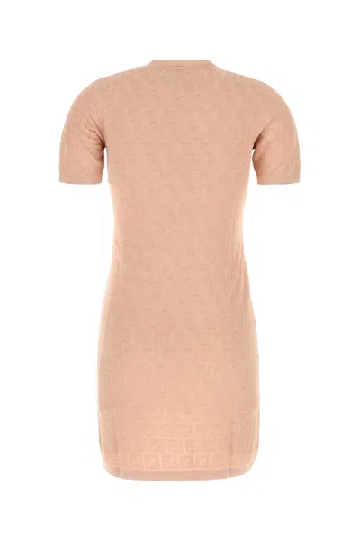 Fendi Ff Jacquard Knitted Mini Dress In Brown