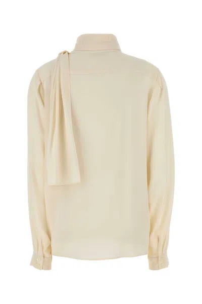 Prada Silk Button-front Shirt In Neutral