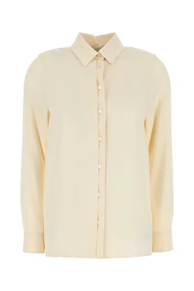 Max Mara Cream Stretch Silk Avion Shirt