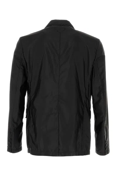 Prada Notched-lapels Single-breasted Blazer In Black