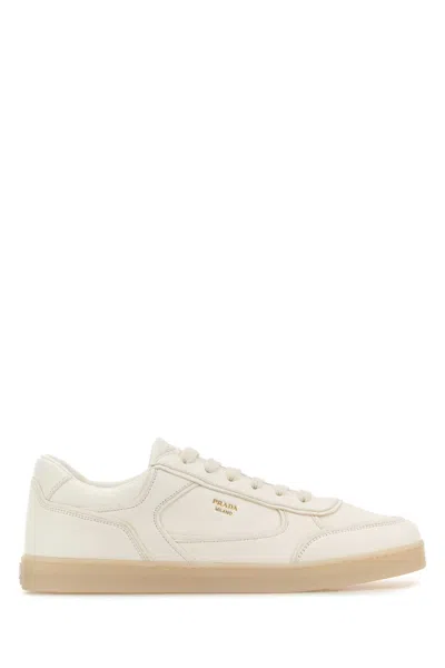 Prada White Leather Sneakers In White
