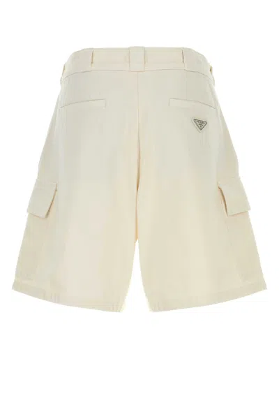 Prada Denim Bermuda Shorts With Back And Cargo Pockets