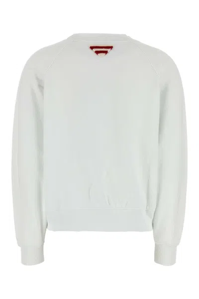 Prada Cotton Crew Neck Sweatshirt In White