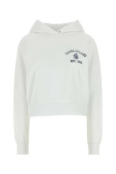 Prada White Cotton Sweatshirt In White