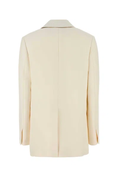 Fendi Giacca In Misto Lana Avorio Donna In Yellow