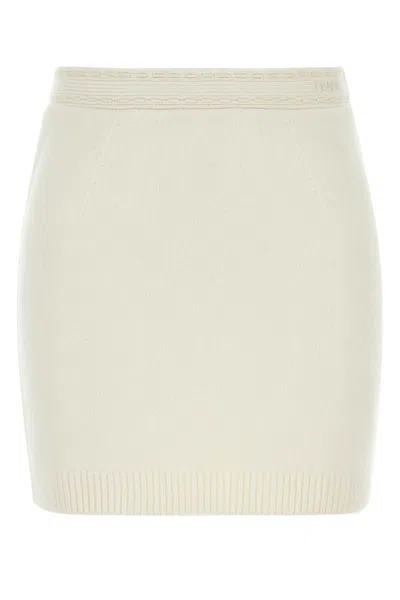 Fendi White Cashmere Blend Mini Skirt In Neutral