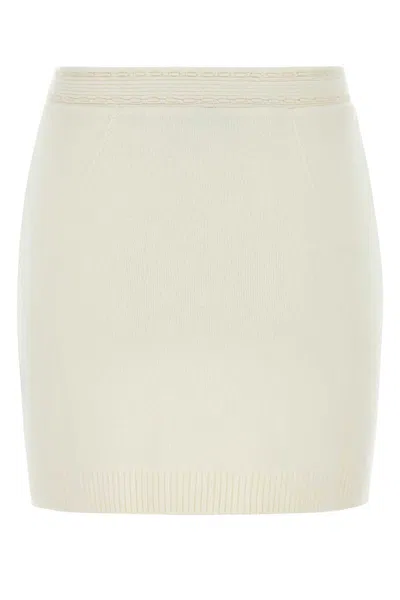 Fendi White Cashmere Blend Mini Skirt In Neutral