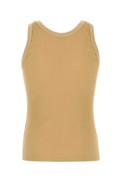 Fendi Ribbed Crew Neck Crest Tank Top In Nude